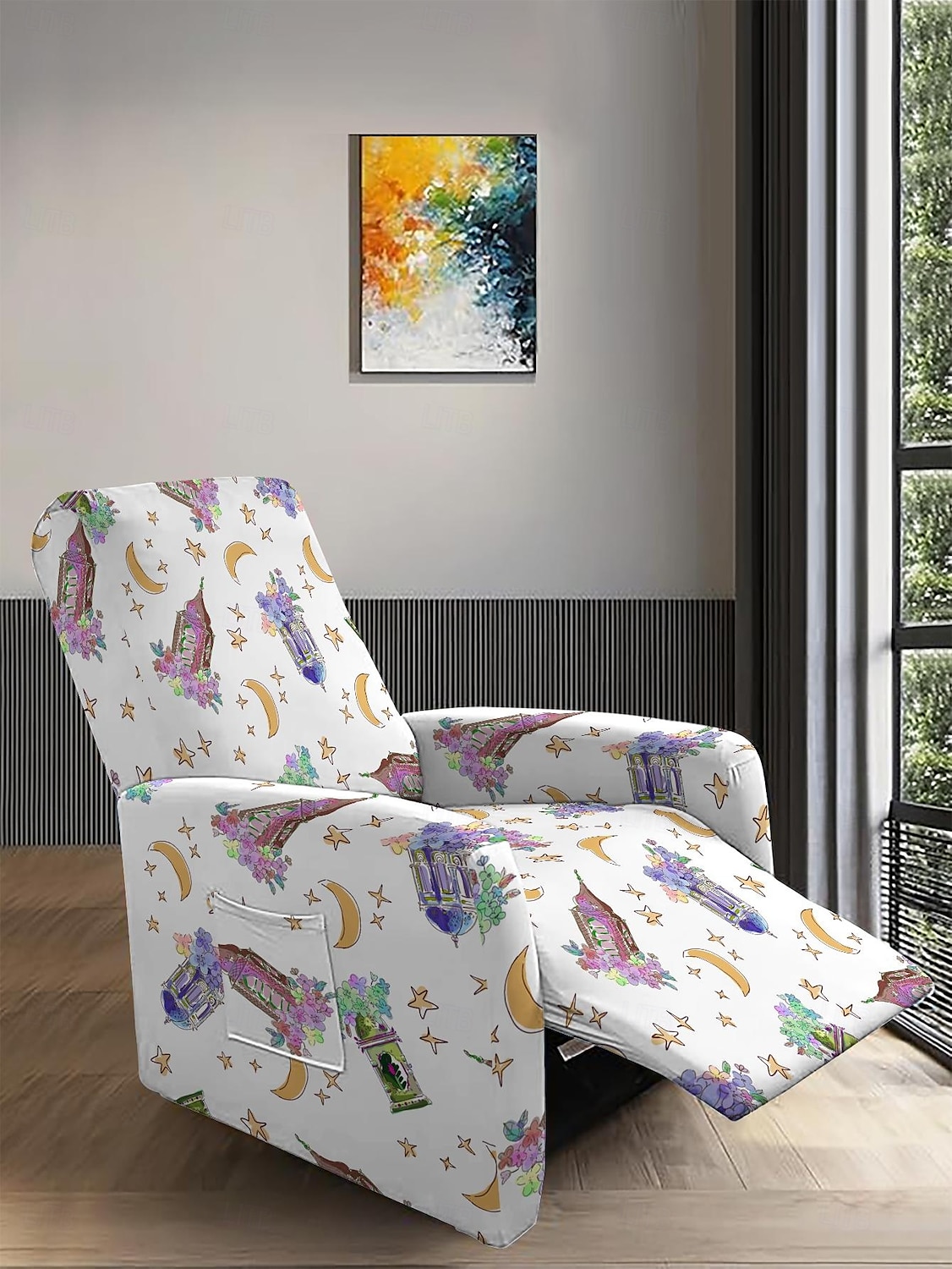 capa para espreguiçadeira, padrão geométrico, capas de poliéster, removíveis e elásticas, perfeitas para proteção de móveis de sala de estar ou quarto de 2025 por $33.99 –P4