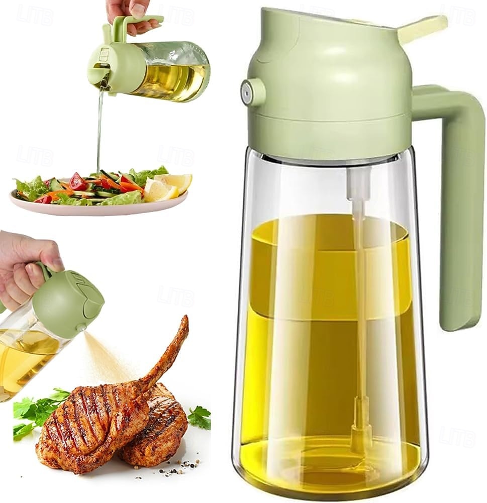 Distributore di olio 2 in 1, spruzzatore anti-perdita in vetro per cucina, bottiglia di olio a doppia funzione per friggitrice ad aria e cottura del 2026 a $9.99 –P8