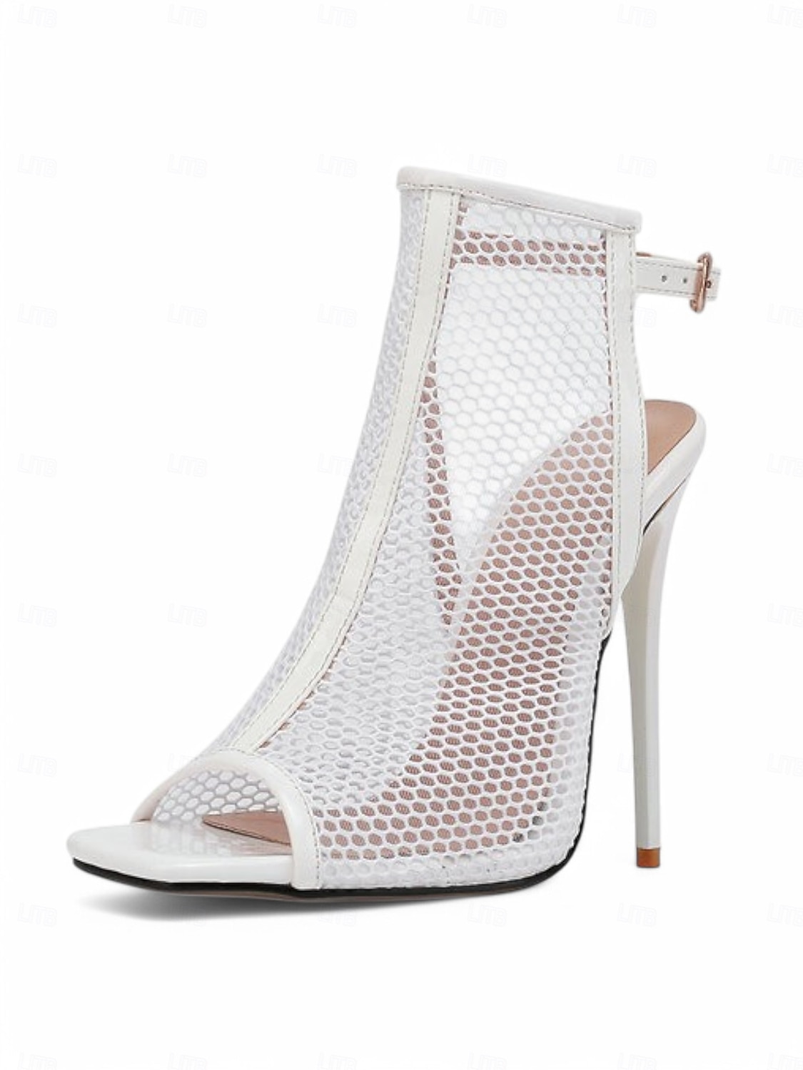Women's Black Mesh Peep-Toe Stiletto Sandals – Sexy High Heel Party Shoes with Ankle Strap 2025 - $42.99 –P3