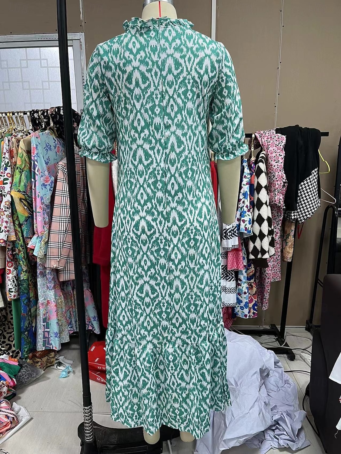 Damskie Długa sukienka sukienka maxi Sukienka Boho Sukienka z nadrukiem Sukienki Peplum Romantyczna Nowoczesny Bufka Codzienny Święto Plaża Luźna Graficzny Kwiat Rękaw 1/2 W serek Rumiany r 2025 - $24.99 –P7