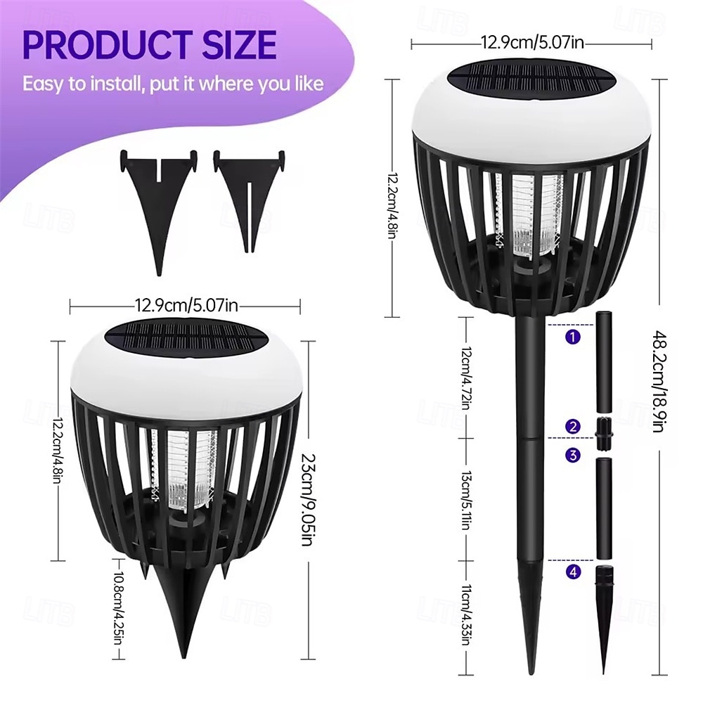 Светодиодные солнечные фонари, ловушка для насекомых, уличное освещение, сад, уличная перезаряжаемая лампа, уличное освещение, водонепроницаемая ловушка для комаров, устройство для отпугивания комаров 1 шт. 2025 - $27.99 –P2