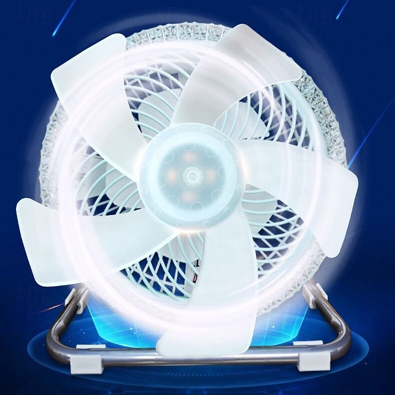Battery Operated Solar Desk Fan with LED Light 3-in-1 Solar Panel Powered & DC Charger Powered & Power Bank 12'' Cordless High Velocity Floor Fan For Household Camping Travel Outdoor 1PC 2025 - $99.99 –P5