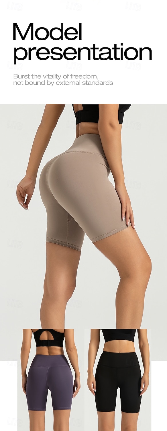 Women's Yoga Shorts Fleece Lined Leggings Yoga Leggings Butt Lift Tummy Control High Waist Pilates Gym Workout Workout Shorts Solid Color Black Pink Dark Gray Spandex Fall Sports Activewear Stretchy 2026 - $17.99 –P7