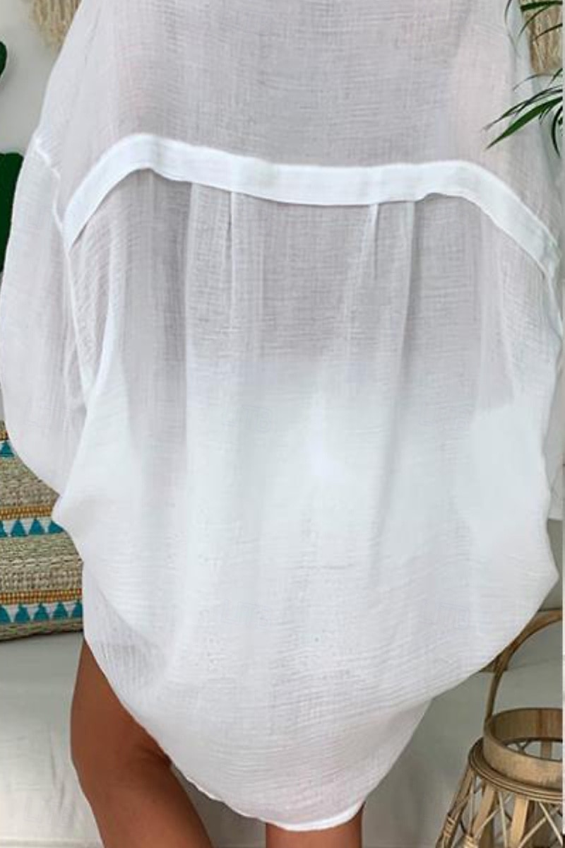 Per donna Camicia Camicie di cotone e lino Abbottonare Blusa Semplice Essenziale Moderno Manica Lunga Colletto a Camicia Top lunghi Ferie Uscire Bottoni Asimmetrico Nero Bianco Blu Viola Grigio Estate del 2025 a $29.99 –P4