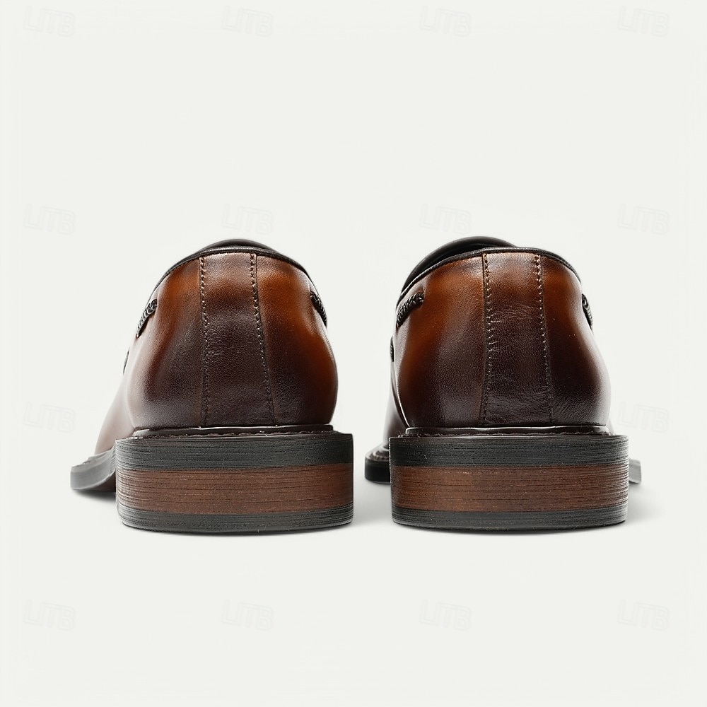 mocassini da uomo in vera pelle fatti a mano - scarpe eleganti con nappine marroni di prima qualità per il kentucky derby, occasioni formali e di lavoro del 2026 a $109.99 –P7
