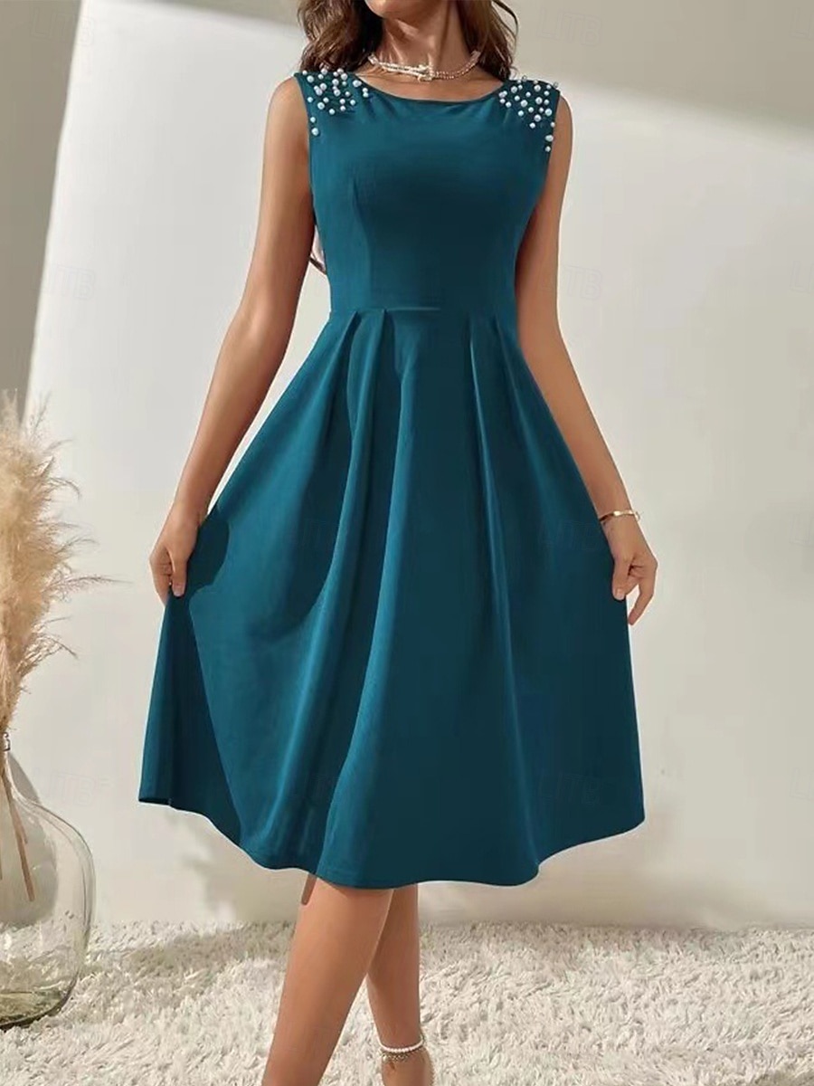 Fit And Flare Mekko Cocktailmekot Juhlamekot Loma Hihaton Tiukka pyöreä kaula-aukko Päivittäin Loma Polyesteri kanssa 2026 - $33.99 –P4