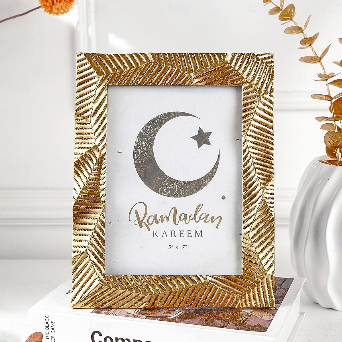 Ramadan Gold Resin Photo Frame, Vintage Picture Frame 4x6, 5x7, 6x8 Inch, Horizontal and Vertical Display, Islamic Festive Home Decor for Bedroom, Study, Office Desk 2025 - $14.49 –P9