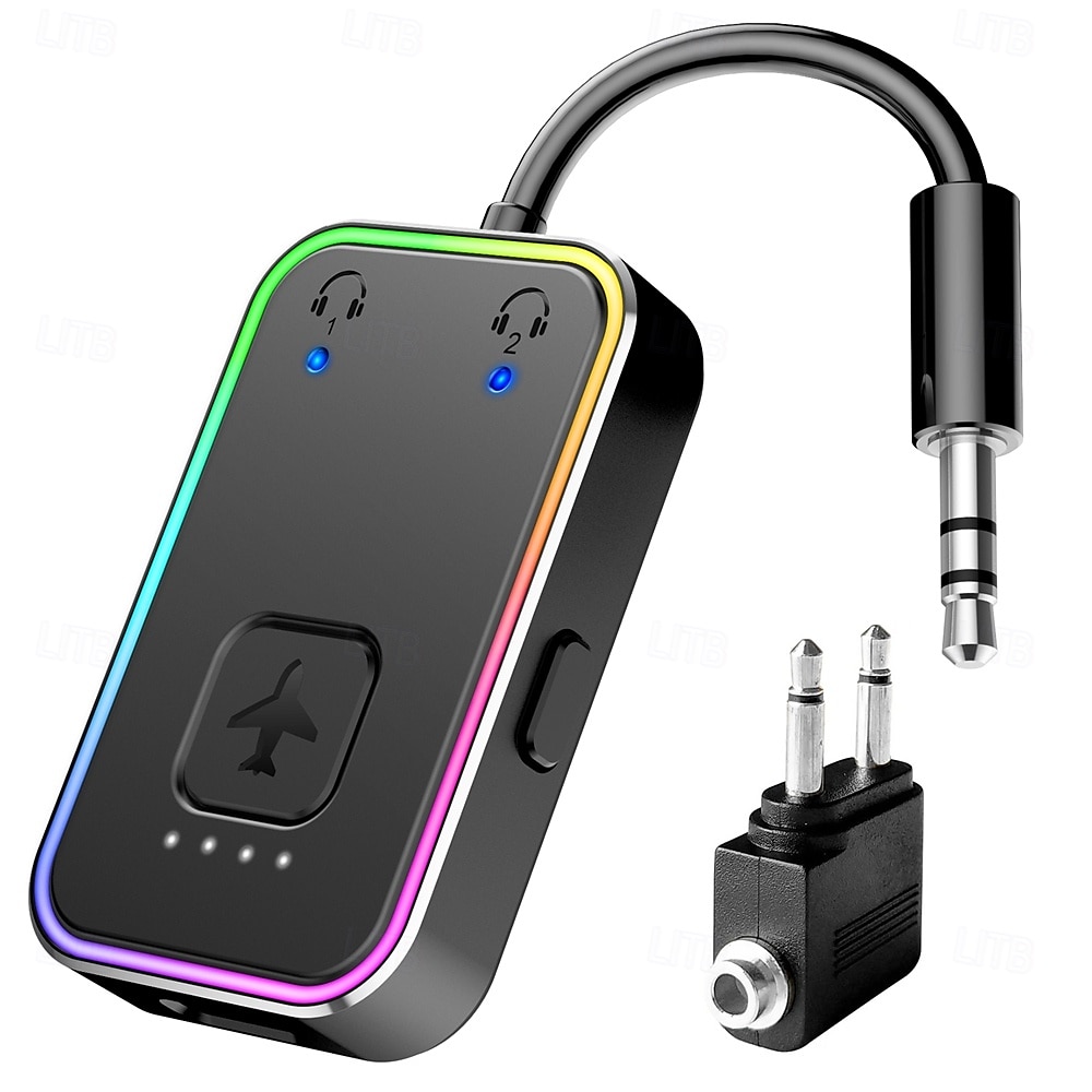 přenosný bluetooth vysílač lze spárovat se dvěma zařízeními současně. bluetooth 5.3 má dlouhou výdrž baterie a rgb cool osvětlení 2025 - $36.99 –P1