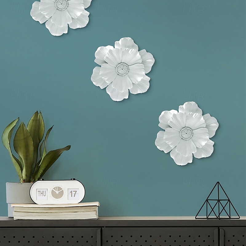 Vintage Large Flower Wall Decor, Gold Silver White Resin Wall Hanging, 3D Floral Wall Art for Home, Living Room, Bedroom Decoration 2025 - $20.99 –P12