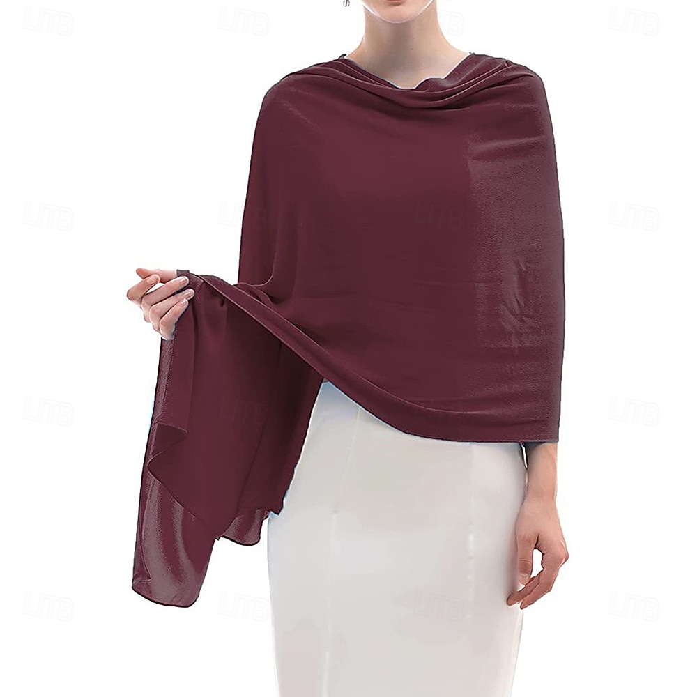 Women's Wrap Elegant Sleeveless Chiffon Wedding Wraps With Pure Color For Party Spring & Summer 2026 - $17.49 –P17