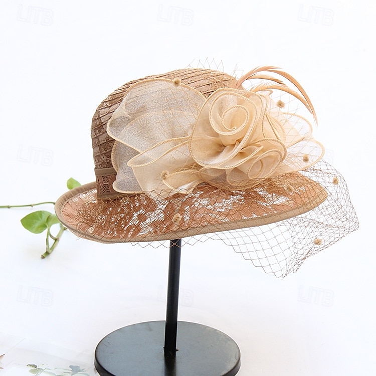 Vlasové ozdoby Organza Svatební Večerní oslava Elegantní Svatba S Tyl Přílba Pokrývky Hlavy 2025 - $25.99 -P6