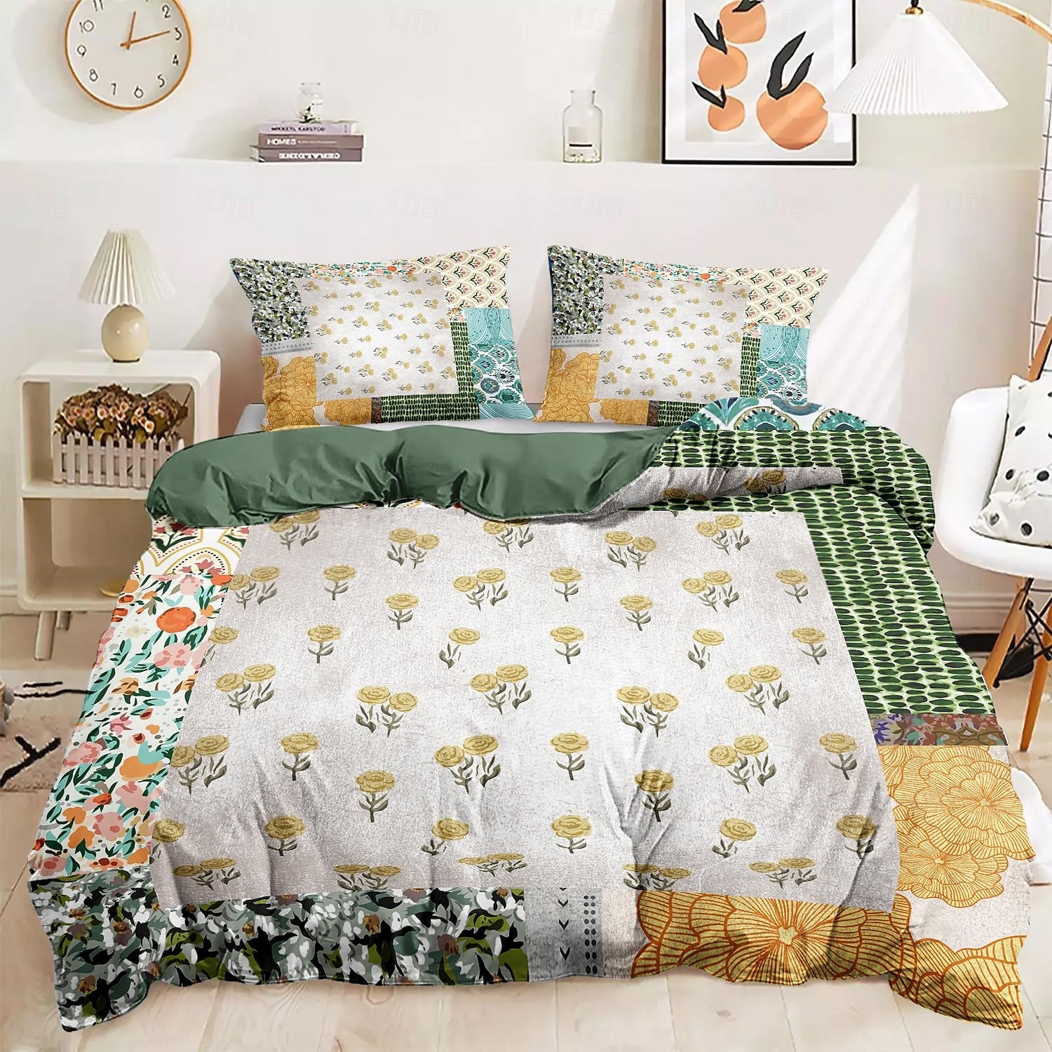 Conjunto de Capa de Edredom Floral 100% Algodão Suave e Respirável com Flores de Patchwork Capa de Edredom Leve e Durável Confortável para Todas as Estações Fácil de Cuidar de 2025 por $60.99 –P4