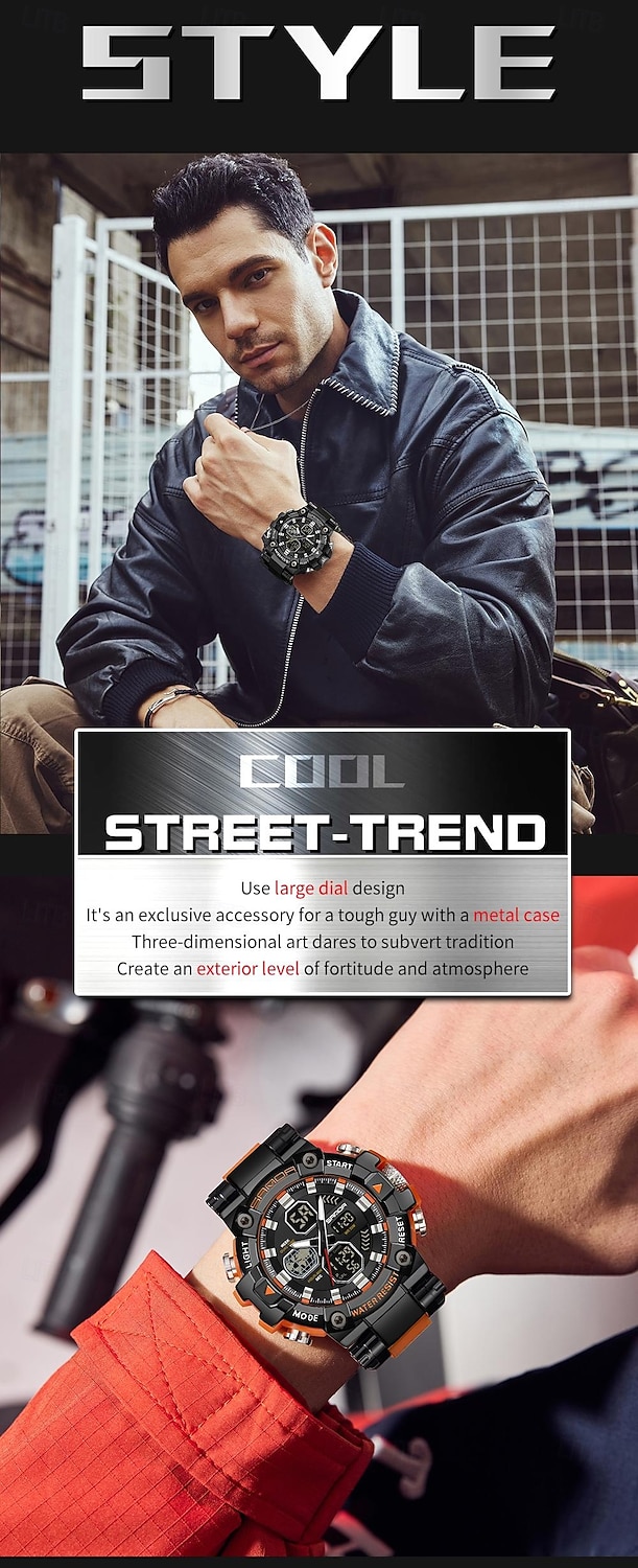 SANDA Men Digital Watch Large Dial Outdoor Sports Fashion Luminous Alarm Clock Calendar Chronograph Silicone Watch 2026 - $38.99 –P11