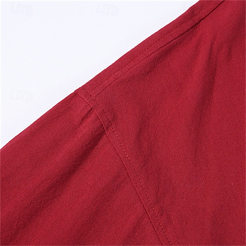 Herren Hemd leinenhemd Freizeithemd Knopfhemd Baumwollhemd Einfach Urlaub Hawaiianisch Schwarz Rote Dunkelmarine Grau Langarm Öffnung vorne Frühling & Herbst Bekleidung Tasche 2026 - $25.99 –P6