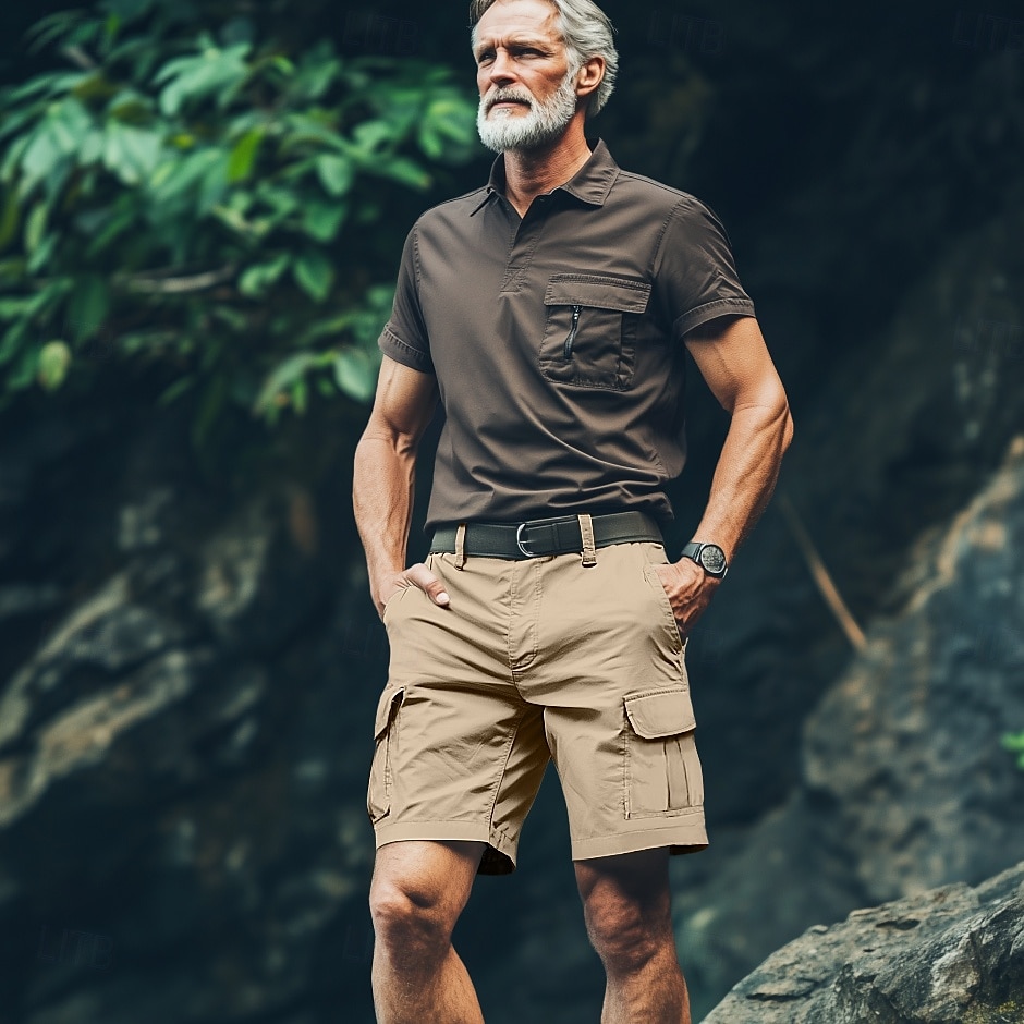 Men's Cargo Shorts Shorts Bermuda shorts Casual Shorts Multi Pocket Straight Leg Plain Comfort Wearable Knee Length Outdoor Casual Camping & Hiking Fashion Streetwear Black Green Micro-elastic 2025 - $27.99 –P11