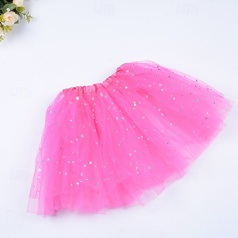 Kinderen Voor meisjes Rok Effen Kleur Actief Netstof Buiten 4 jaar + Zomer Licht Roze Zwart Wit 2025 - $5.49 –P12