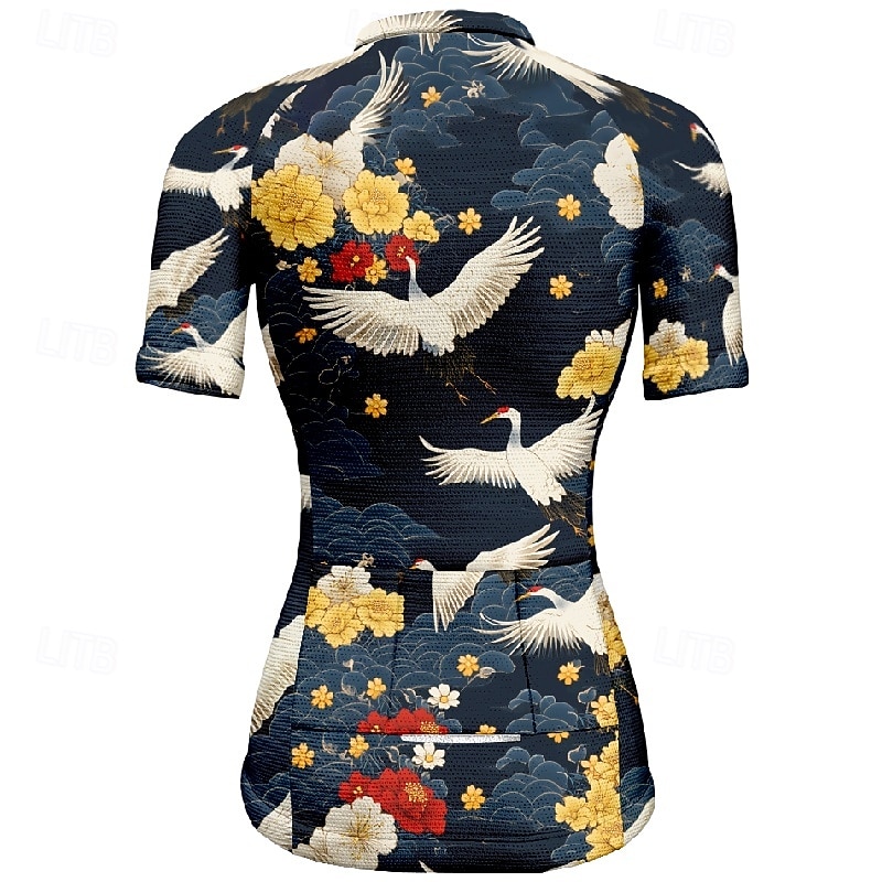 Női Biciklis ruházat Állat Virág Rövid ujjú Kerékpár Póló Dzsörzé 3 hátsó zsebbel Hegyi biciklizés Gyors szárítás Anatómiai tervezés Bélfonalszövet Légáteresztő Sport Fekete Piros Tengerészkék Ruházat 2026 - $23.99 –P8