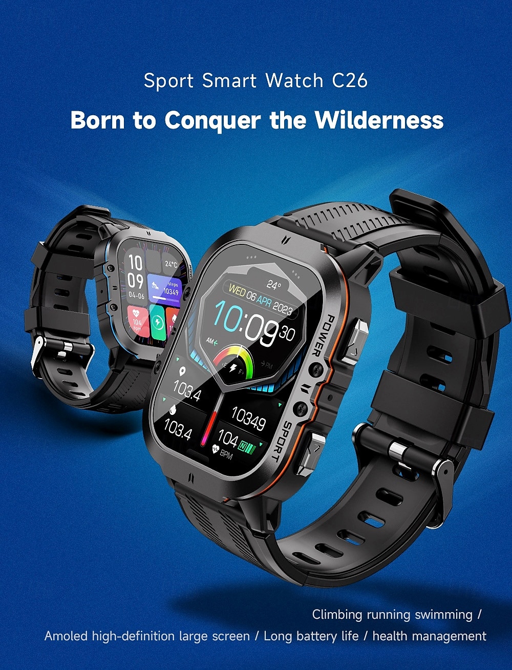 696 Smart Watch Fitness Tracker EKG PPG Bluetooth Samtalspåminnare Android iOS IP67 44mm 1.96 2025 - $64.99 –P1