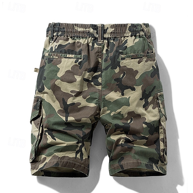 Herren Cargo-Shorts Shorts mit Camouflage-Muster Shorts Sommershorts Kordelzug Elastischer Bund Mehrere Taschen Tarnung Komfort tragbar Knielang Outdoor Sport Täglich Mode Lässig Blau Khaki 2025 - €31.99 –P2