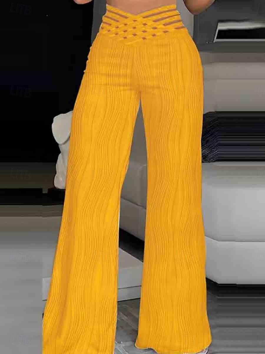 Γυναικείο Παντελόνι Wide Leg Chinos Χαλαρά Για τη Μόδα Δυνάμεις Δρόμου Πλήρους Μήκους Υψηλής Μέσης Απλός Ελαστικός Ζωνάκι Τρύπα Άνετα Μαλακά Άνετα Μικρο-ελαστικά Εξωτερικό Δρόμο Μαύρο Λευκό Κίτρινο 2025 - $26.99 –P6