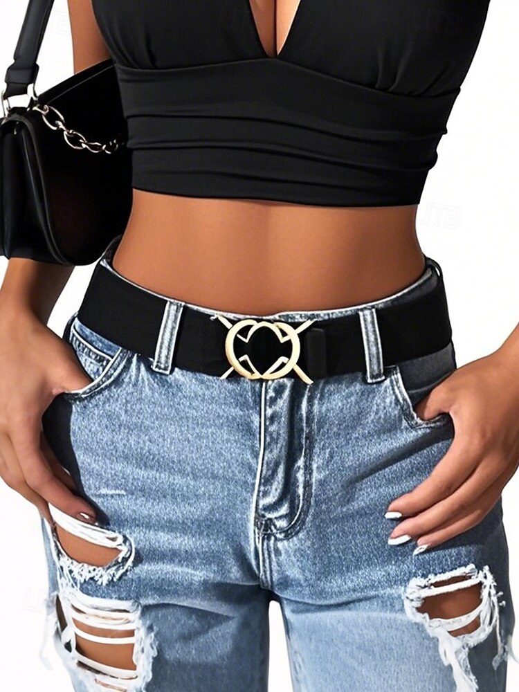 cinto elástico ajustável feminino com fivela de metal da moda - moderno e versátil - adequado para uso diário feminino e passeios casuais de 2025 por $9.99 –P3