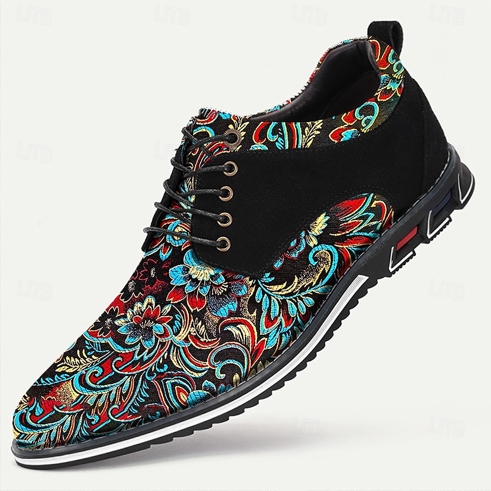 Men's Black and Turquoise Jacquard Brocade Dress Shoes, Eye-Catching Design, Ideal for Party Wear and Festive Occasions 2025 - $46.99 –P1
