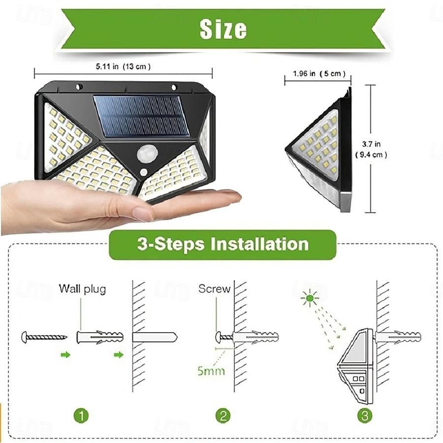 Led Outdoor Wall Lights Portable Solar Energy Suitable For Indoor And Outdoor Camping Strong Lighting 100led Solar Light 2025 - $6.49 –P2
