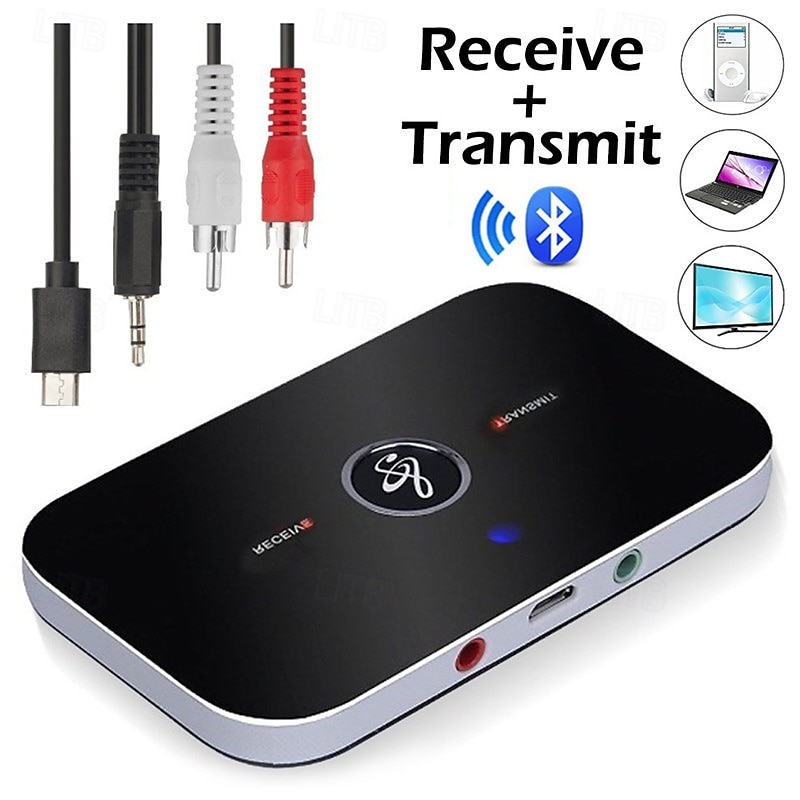 B6 Bluetooth 5.0 Transmitter Receiver 2 in 1 Adapter, Wireless Audio Adapter AUX 3.5mm Jack RCA Stereo Music for Car Headphone Speaker TV PC 2025 - $15.99 –P3
