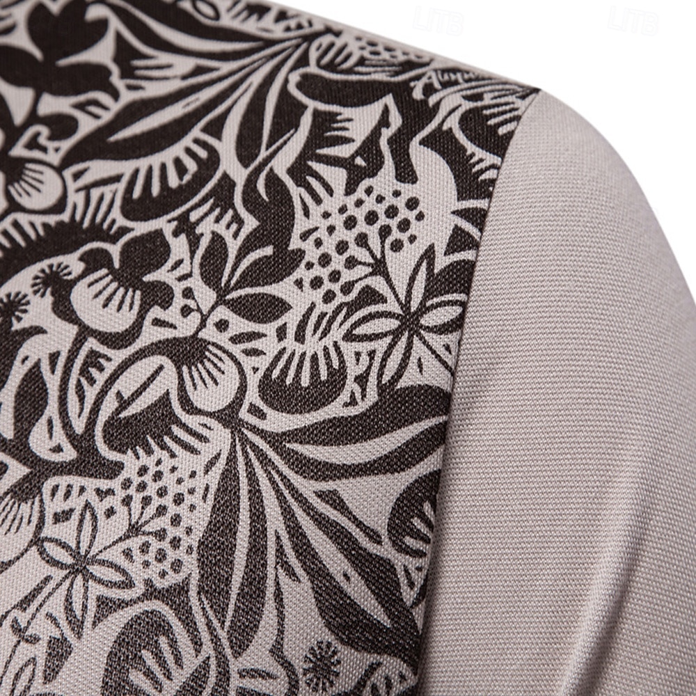 Homens Pólo Polo de malha Formal Trabalho Aberto para a Lateral Manga Curta Floral Botões Estampado Primavera Azul denim Branco Azul Marinha Verde cáqui Azul Claro Pólo de 2026 por $25.99 –P20