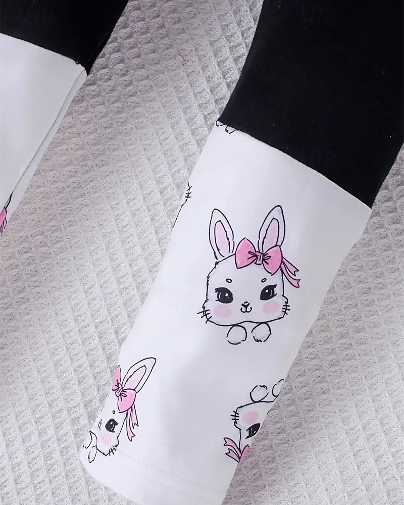 Påsk Flickor 3D Grafisk Kanin Pyjamasset T-shirts och byxor Pyjamasset Kortärmad 3D-tryck Sommar Vår Aktiv Grundläggande Barn 4 år + Rund hals Hem Dagligen Normal 2025 - $17.99 –P4