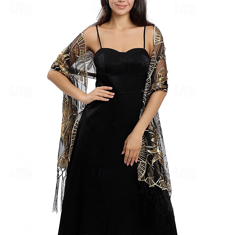 Scialle Donna Elegante Senza Maniche Poliestere Stole da matrimonio Con Nappa Per Feste Primavera & Estate del 2025 a $14.99 –P8