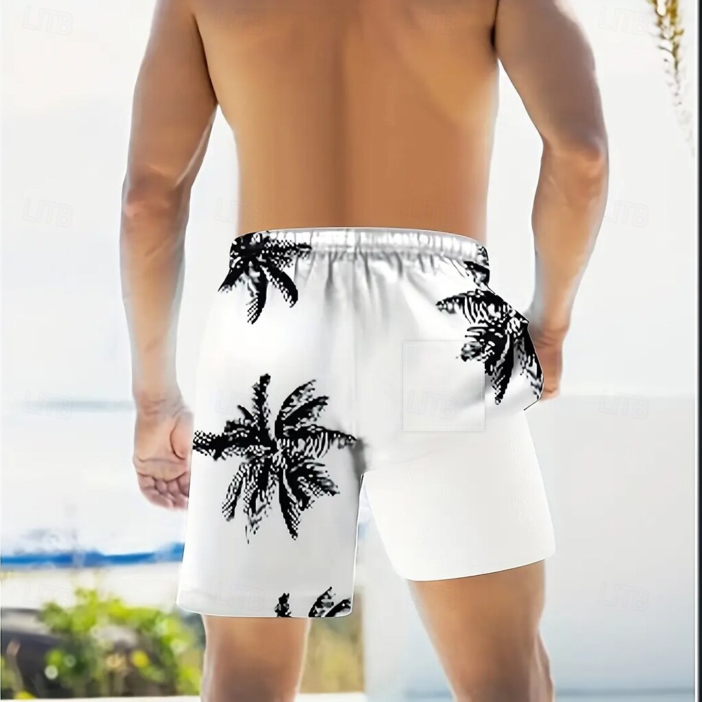 Herren Kokospalme Tropische Pflanzen Gefütterte Shorts 2 in 1 Badeshorts Badeshorts Mittlere Taille Hawaiianisch Strandbekleidung Seitentaschen Mit Kompressionsfutter Elastischer Kordelzug in der 2025 - $21.99 –P2
