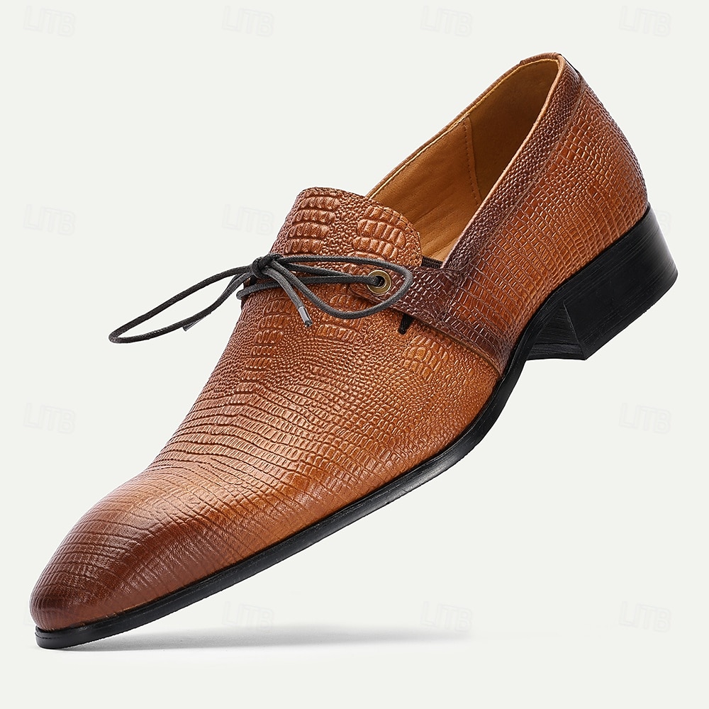 chaussures oxford en cuir véritable marron clair pour hommes – chaussures habillées à lacets à motif crocodile vintage pour le derby du Kentucky et les occasions spéciales de 2025 ? $109.99 –P3