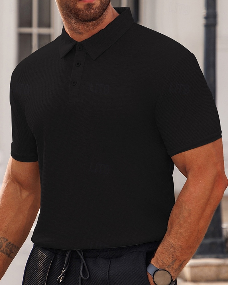 Herren Poloshirts zum Suchbegriff: "Waffel" Golfhemd Arbeit Casual Kargen Kurzarm Basic Modern Glatt Knopf Sommer Frühling Regular Fit Schwarz Weiß Gelb Rote Hellgrau Hellblau Poloshirts zum 2025 - $16.49 –P20