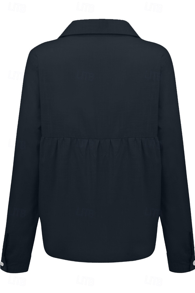 Femmes Chemise Chemises en coton et lin Boutonner Chemisier Uni Moderne Occasionnel manche longue Col de chemise Hauts Réguliers Quotidien Fête Sortir Boutons Noir Blanche Jaune Rose Claire Été de 2025 ? $21.99 –P7