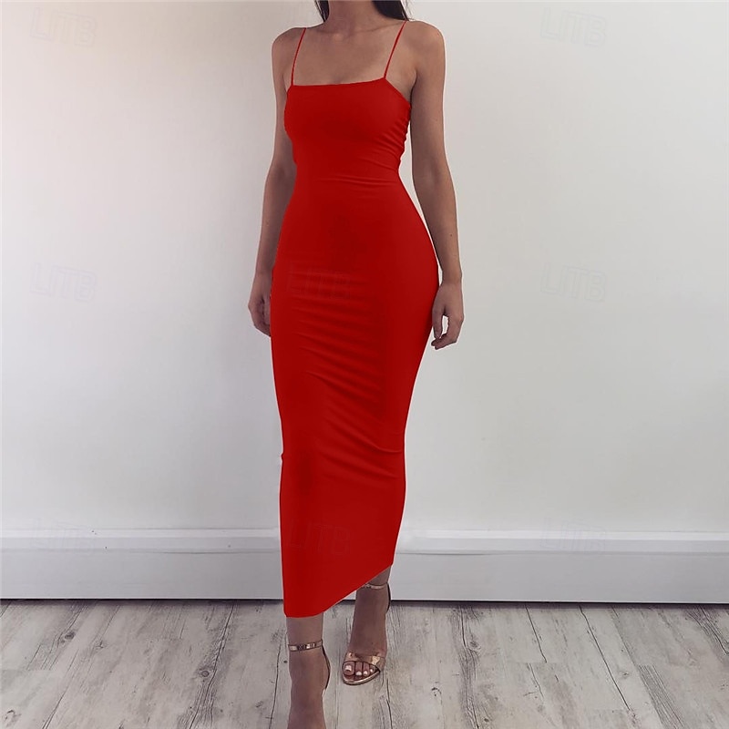 Pentru femei Rochii Midi Rochie albă Rochie de absolvire Rochie de petrecere Rochie Slip Elegant Modă Petrecere Zi de Naștere Concediu Fit regulat Simplu Fără manșon Bretele Spagheti Negru Alb 2025 - $16.99 –P4
