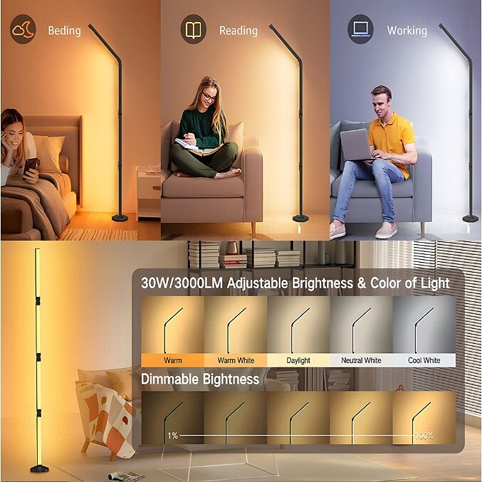 hoek vloerlamp smart app controle led hoeklamp moderne staande lamp voor woonkamer slaapkamer gamekamer 2025 - $116.99 –P5