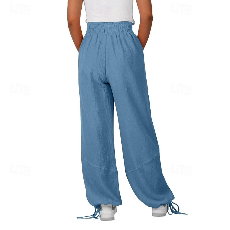Mulheres Shorts de algodão e linho Calças inspiradas em linho Calças de linho de algodão Moda Roupa de rua Comprimento total Natural Tecido Bolsos Design de cordão elástico Exterior Confortável Rua de 2025 por $23.99 –P5