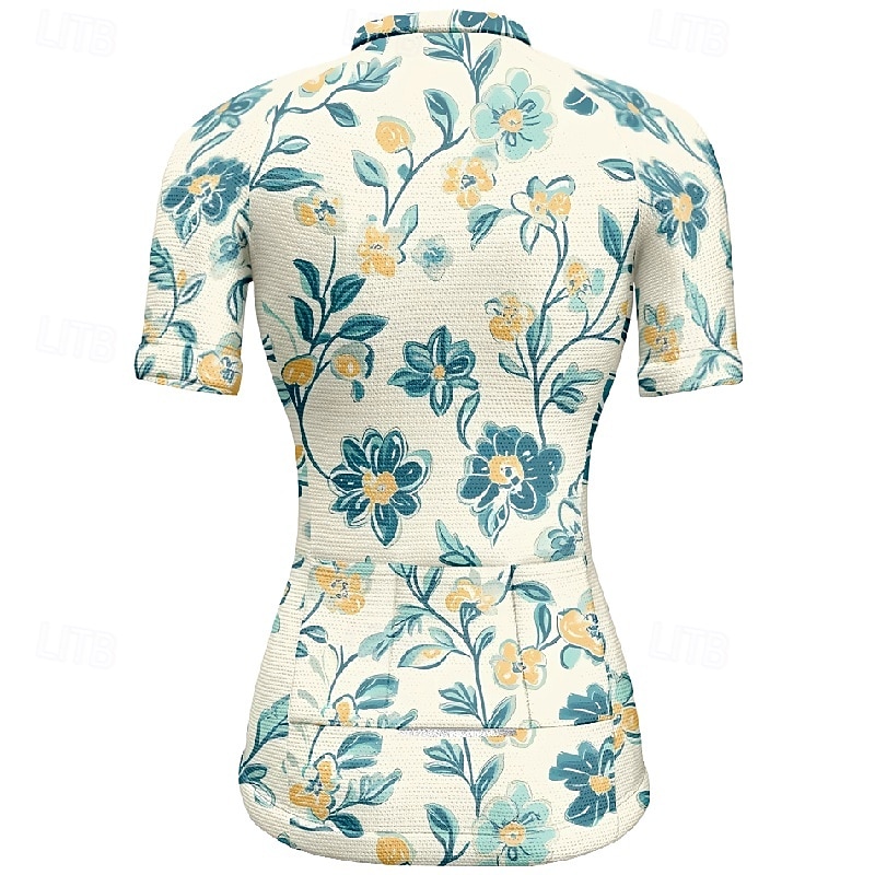 Mujer Maillot de Ciclismo Flor Manga Corta Bicicleta Camiseta Maillot con 3 bolsillos traseros MTB Bicicleta Montaña Secado rápido Diseño Anatómico Capilaridad Transpirable Deportes Amarillo Rosa Azul 2026 - $23.99 –P12