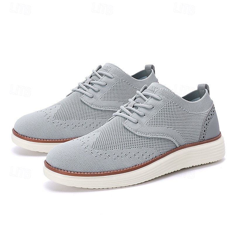Men's Breathable Knit Brogue Sneakers - Casual Lace-Up Lightweight Shoes for Daily Wear & Walking 2025 - $34.99 –P2