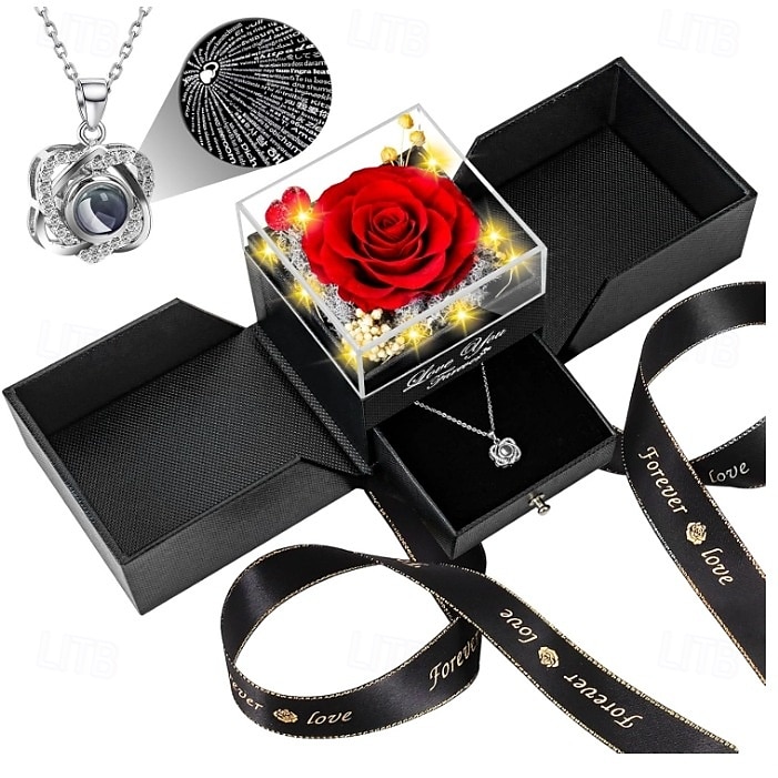 konservierte rote echte Rose mit Herz „Ich liebe dich“-Halskette – ewige Blumen, Rosen, Geburtstagsgeschenke für Frauen, ihre Mutter, Ehefrau, Freundin, Oma, zum Valentinstag, Muttertag, Weihnachten, 2025 - $25.99 –P2