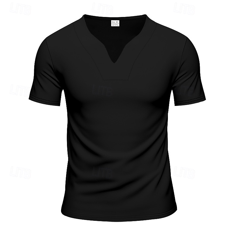 Herren T Shirt T-Shirt Kurzarmshirt Kurzarm V Ausschnitt Sommer Einfach Mode Designer Basic Klassisch Urlaub Straße Ausgehen Schwarz Weiß Orange Top T-Shirt für Herren 2025 - $20.99 –P11
