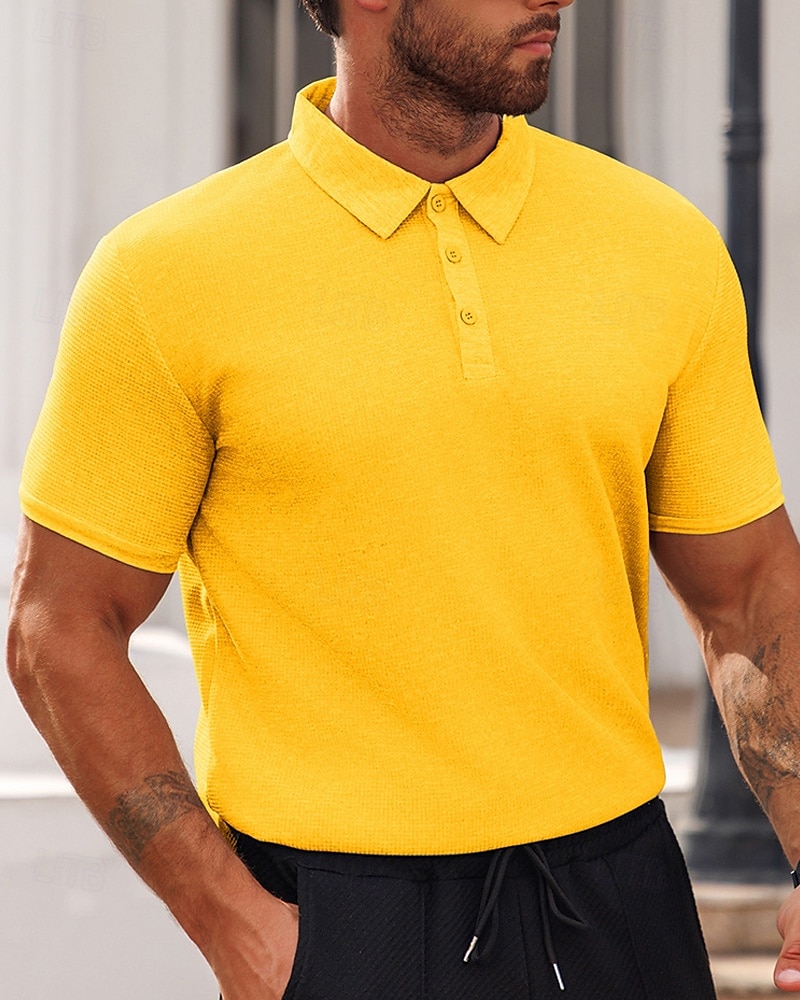 Herren Poloshirts zum Suchbegriff: "Waffel" Golfhemd Arbeit Casual Kargen Kurzarm Basic Modern Glatt Knopf Sommer Frühling Regular Fit Schwarz Weiß Gelb Rote Hellgrau Hellblau Poloshirts zum 2025 - $16.49 –P6