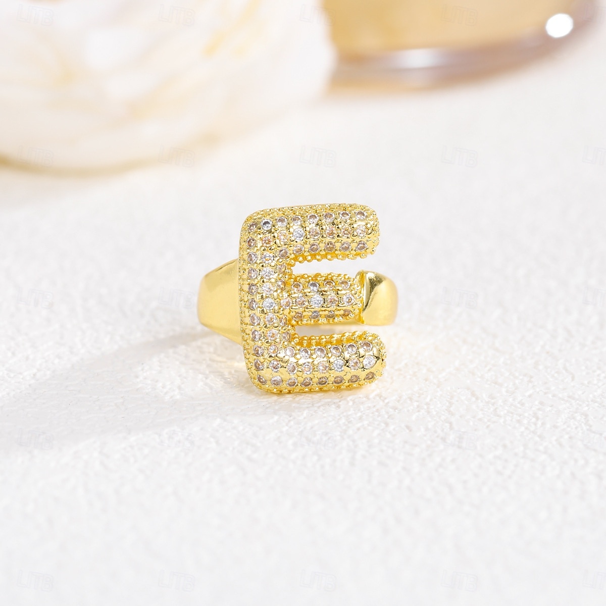 Personalized Letter Ring, Gift for Mom, 18K Gold Plated Adjustable Ring, Copper with Zircon, Open Band Initial Ring, Elegant and Stylish Jewelry for Women 2025 - AU $6.89 –P11