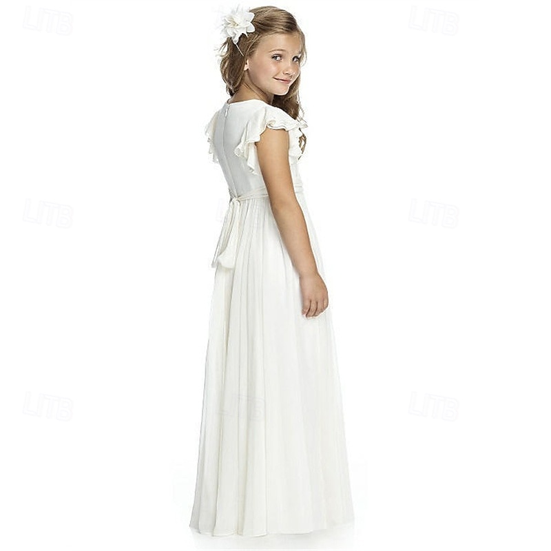 Robe de Demoiselle d'Honneur Fille enfants Fille Robe de soirée Robe de princesse Utilisation Mariage Soirée Elégant Magnifique Couleur unie Sans Manches Col Ras du Cou Rouge vin Noir 4 ans et + de 2026 ? $42.99 –P3