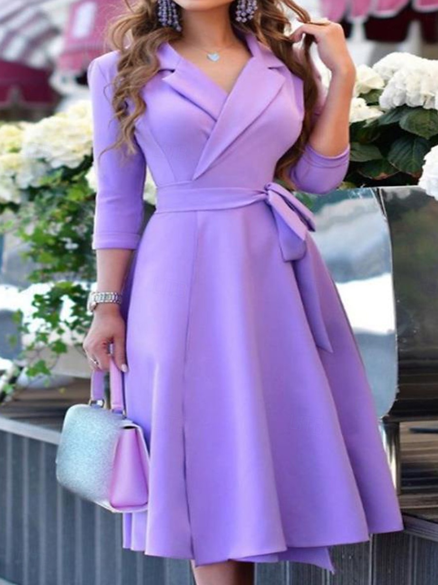 Women's Mini Dress Blazer Dress Work Dresses Fit And Flare Dress Basic Casual Vacation Daily Regular Fit Graphic Long Sleeve Lapel Black Pink Wine Blue Summer 2025 - $41.99 –P3