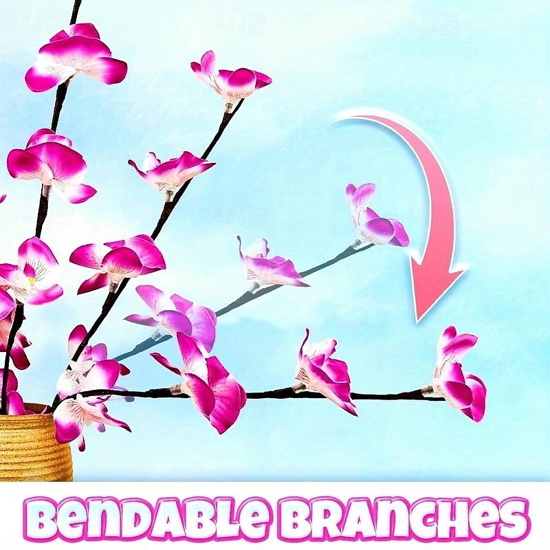 1 st led deco nachtlampjes paarse vlinder orchidee simulatie bloem met 20 lichtkralen die takken uitstralen binnen festival bruiloft huisdecoratie aa batterijdoos 2026 - $10.99 –P5