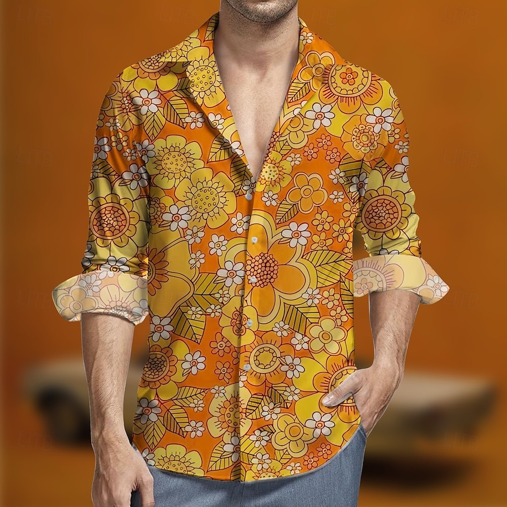 Retro 70. léta Tričko Aloha košile Hippie Květinový Pánské Plesová maškaráda Párty Denní nošení Pride Parade Dospělé Tričko 2025 - $23.99 –P2