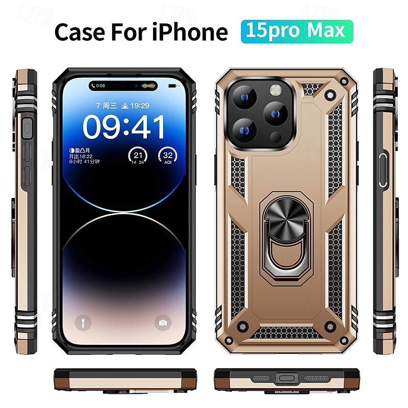Чехол для iPhone 16 Pro Max Plus iPhone 15 Pro Max Plus iPhone 14 13 12 11 Pro Max Plus задняя крышка с кольцевым креплением магнитный ударопрочный ретро TPU PC 2025 - $17.99 –P4