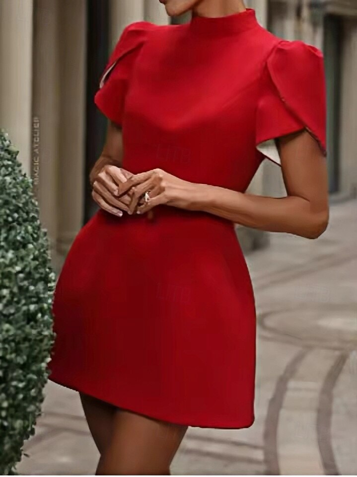 Verlobung Kleine Weiße Kleider Hochzeitskleider A-Linie Hoher Ausschnitt Kurzarm Kurz / Mini Satin Brautkleider Mit Einfarbig 2025 2025 - $96.99 -P3